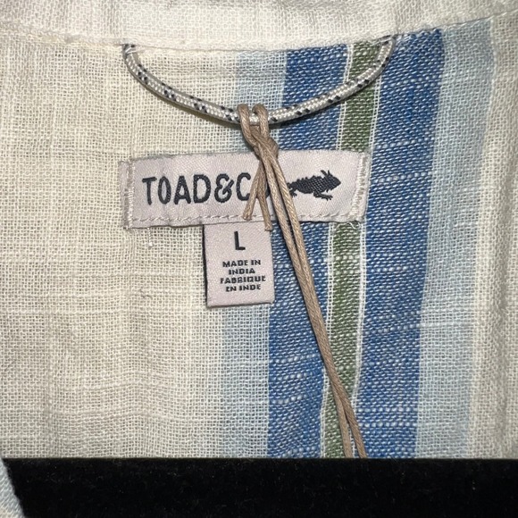 NWT Toad &Co Camp Cove Short Sleeve Cotton Romper Salt Trio Stripe Size Large - Picture 4 of 7